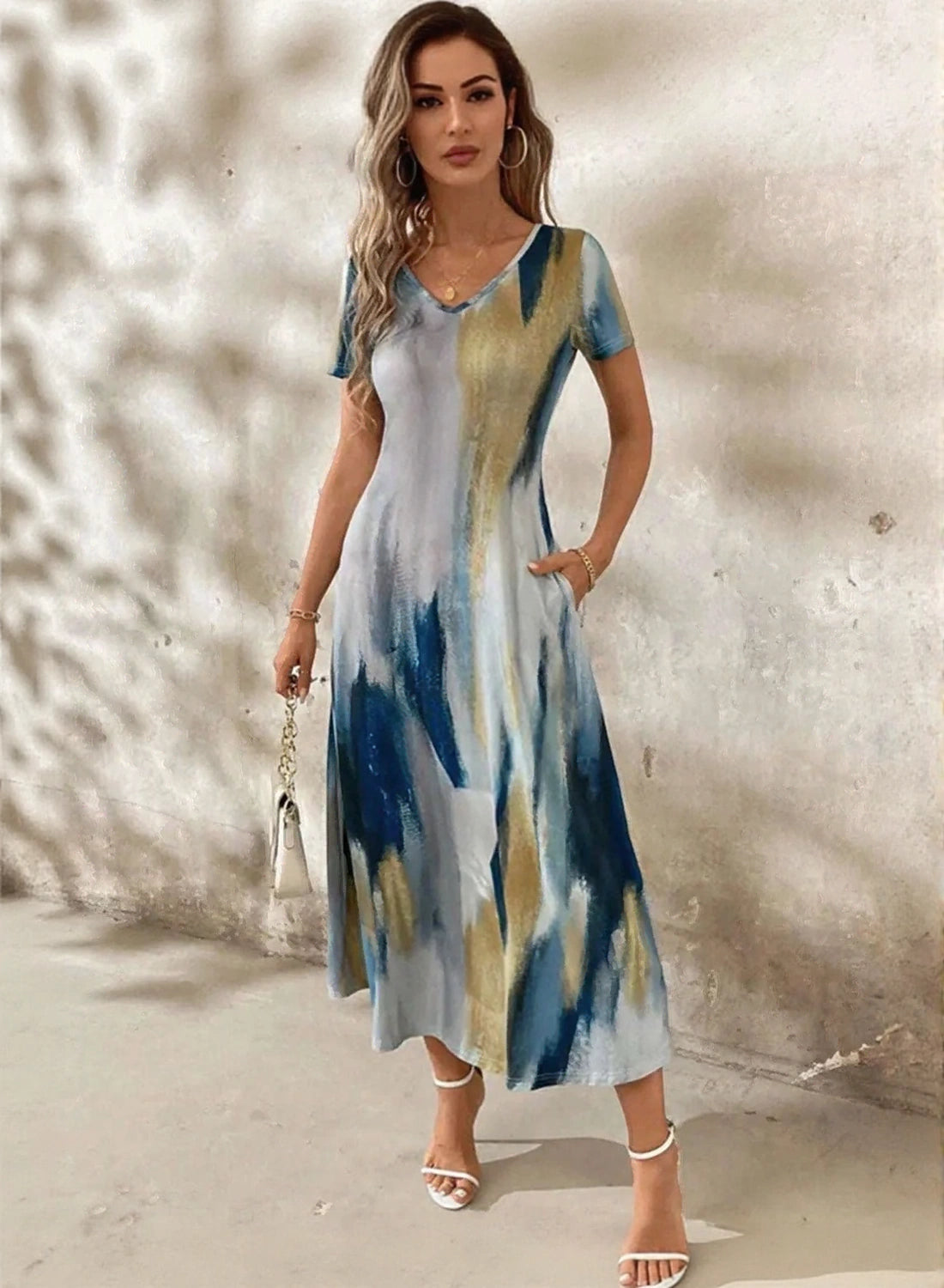 Tie-dye midi tee dress for women by WestCloset