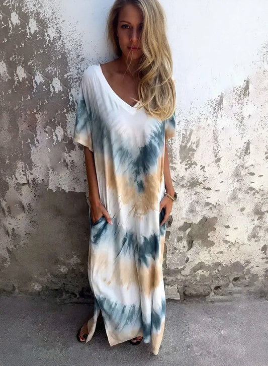 Tie dye pocket dress for women by WestCloset, front view