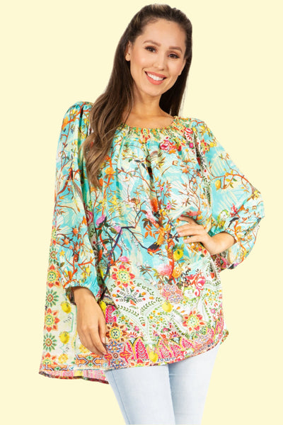 boho floral print top