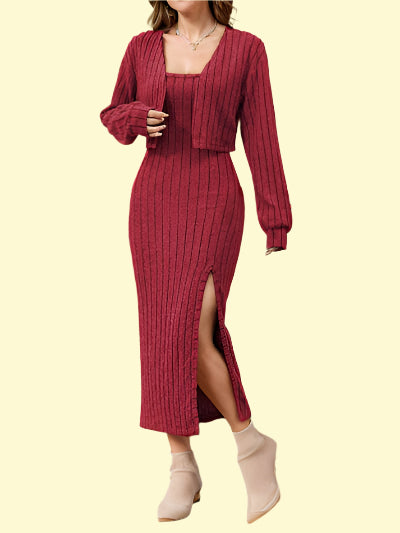 Trendy Orange-Red Dress Set for Night Out