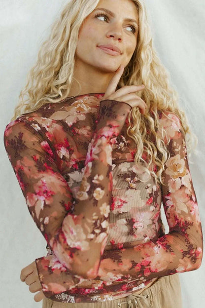 Trendy floral sheer top for women online shopping