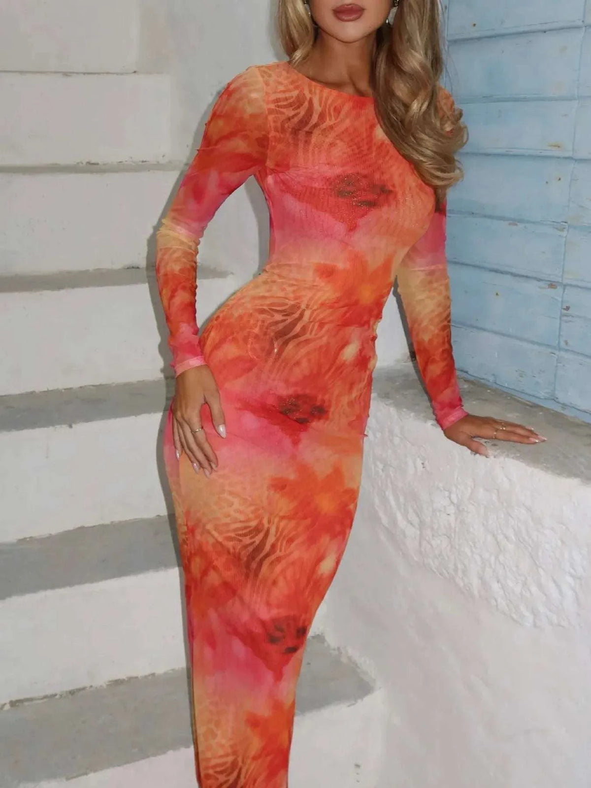 Trendy tie dye maxi dress women online