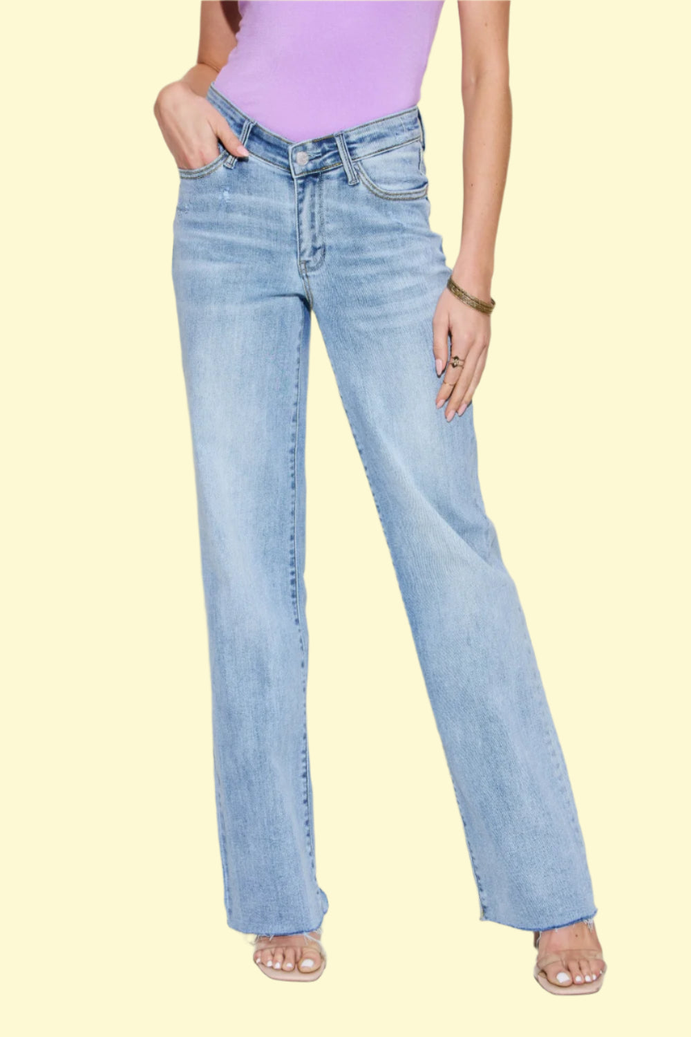 V-waist straight leg jeans for women