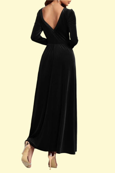 Velvet Square Neck Dress in Black - Perfect for Parties