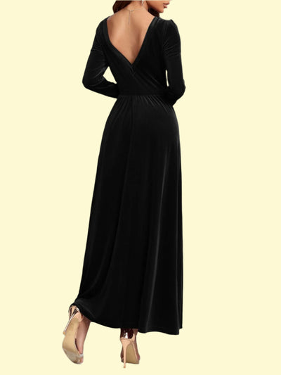 Velvet Square Neck Dress in Black - Perfect for Parties