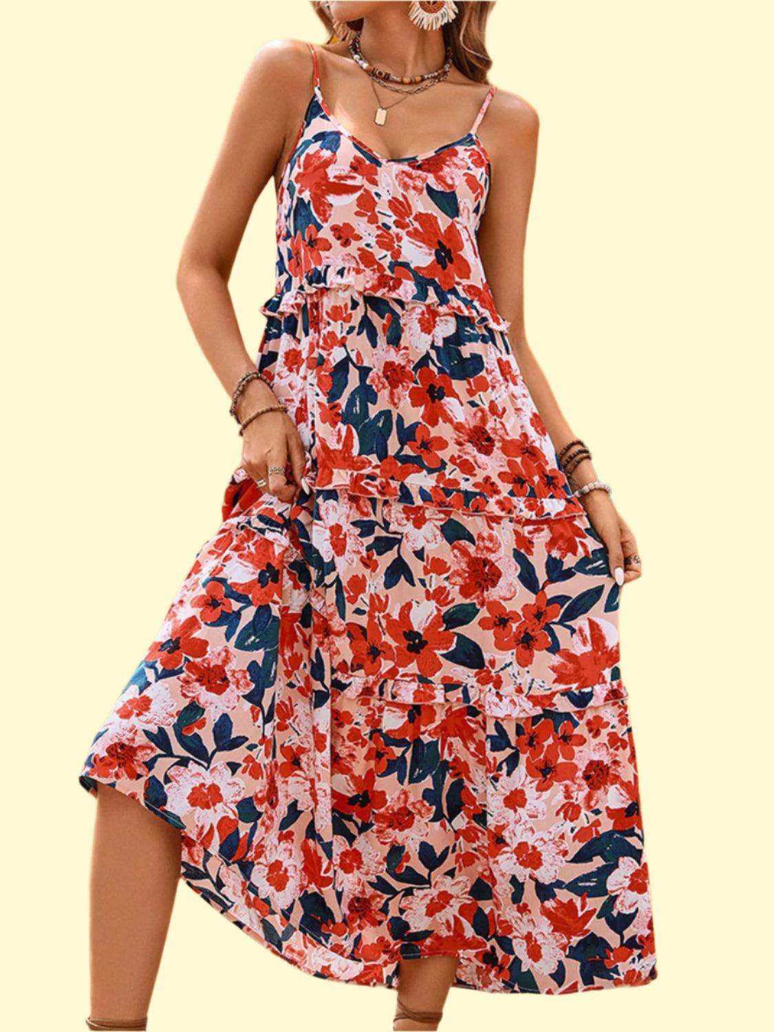 WestCloset Backless Frill Midi Dress