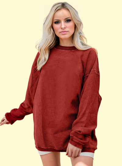 ribbed round neck sweatshirt