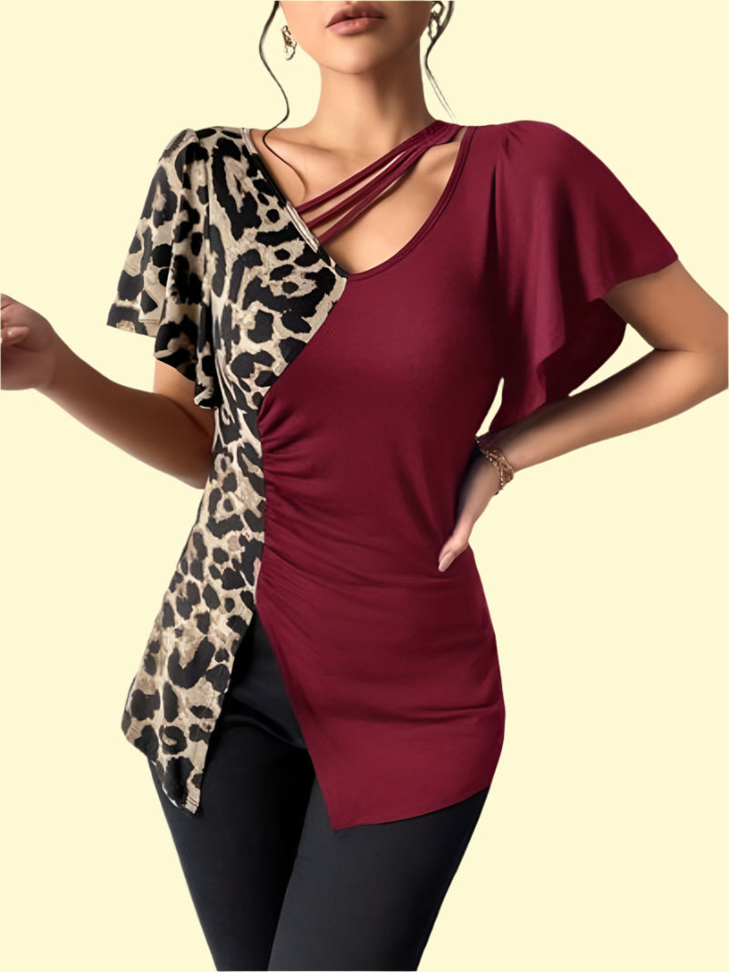 WestCloset bold burgundy leopard print top