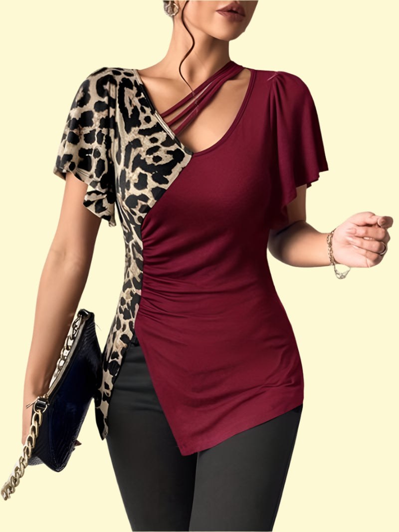 WestCloset burgundy leopard print women’s top