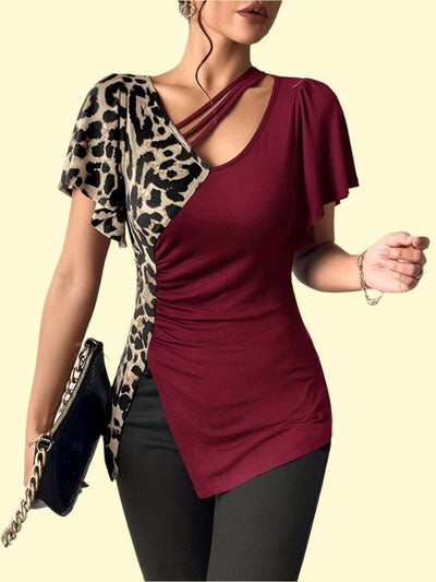 WestCloset burgundy leopard print women’s top