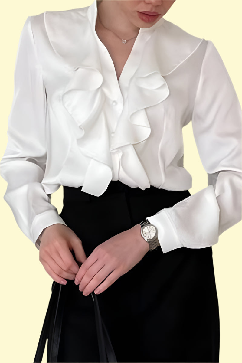 WestCloset flirty ruffled long sleeve top