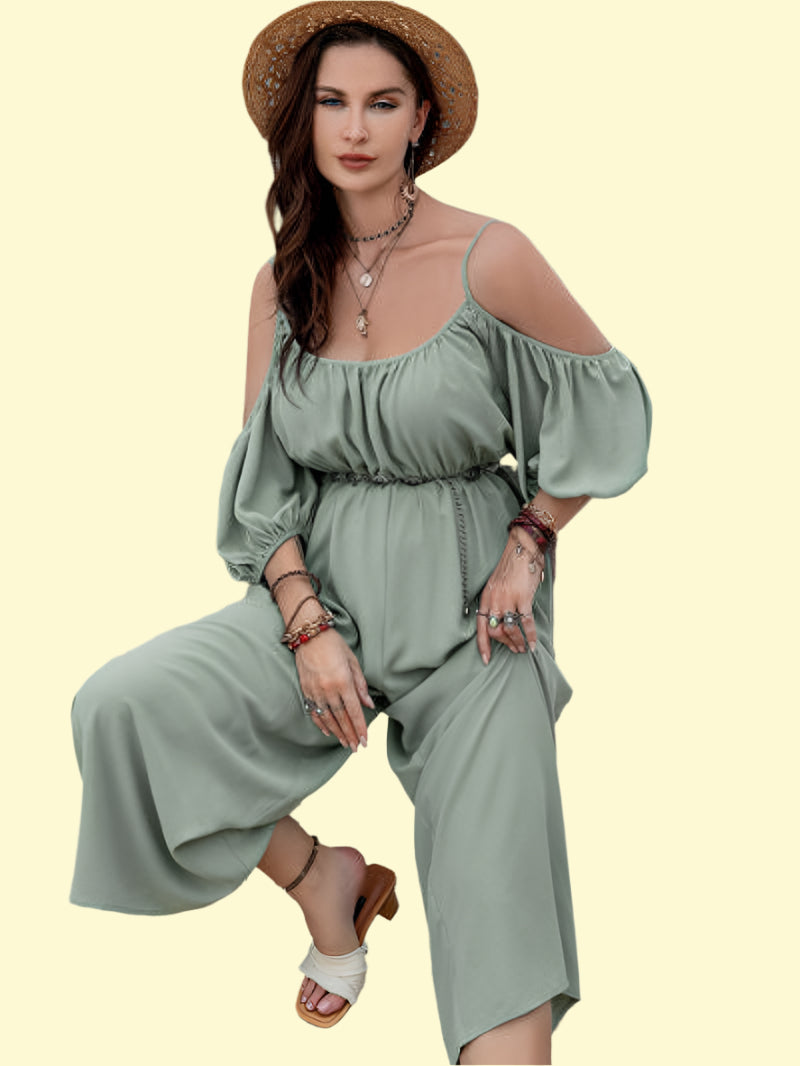 WestCloset sage green jumpsuit for curvy ladies