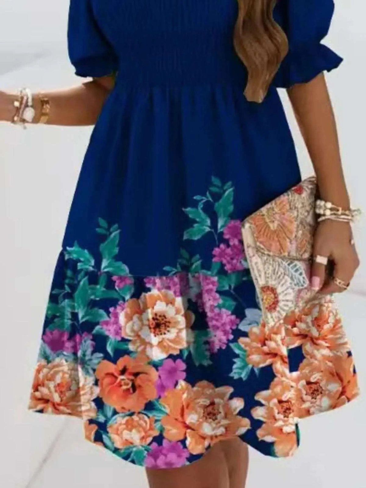 WestCloset women’s off shoulder smocked dress lifestyle look