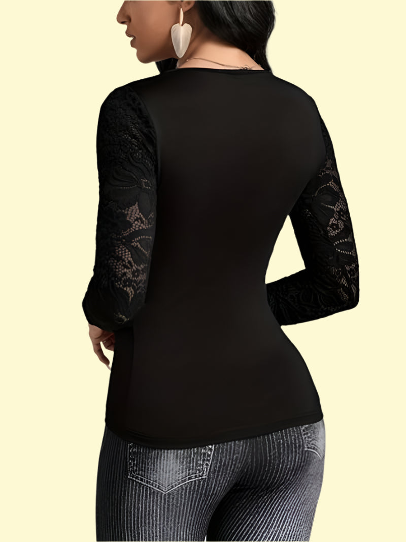 WestCloset wrap-style ruched lace blouse