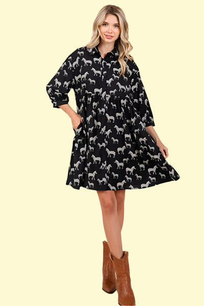 WestCloset zebra print mini shirt dress with tiered hemline