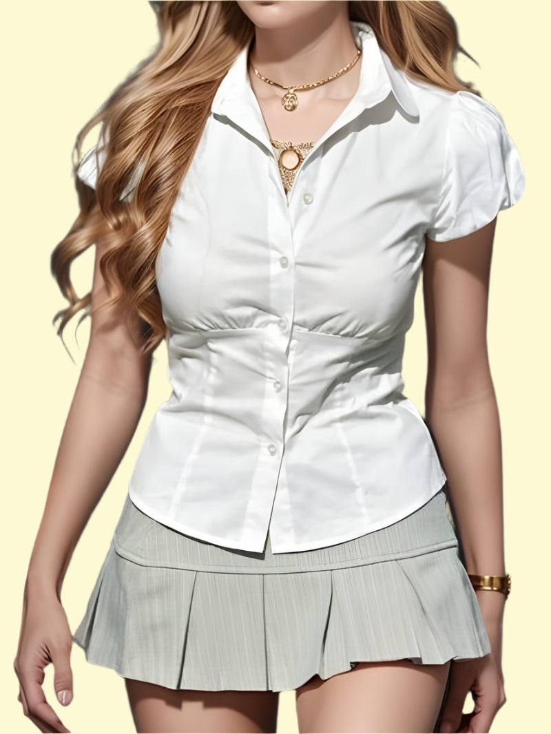 White Short Sleeve Button Shirt