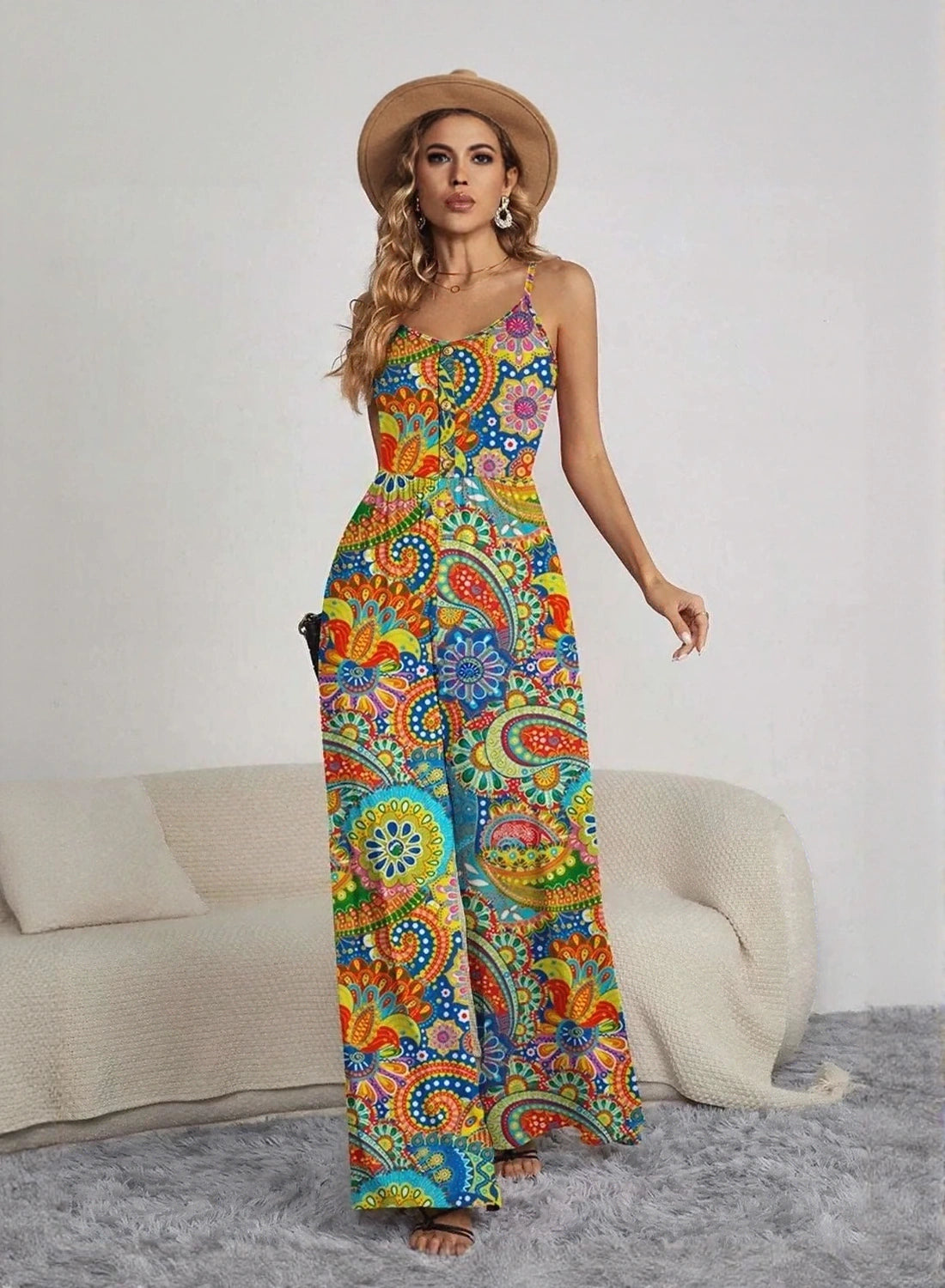 Wide leg spaghetti strap jumpsuit for women by WestCloset