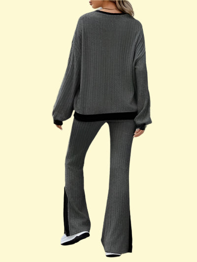 Women’s Contrast Two-Piece Set in Black