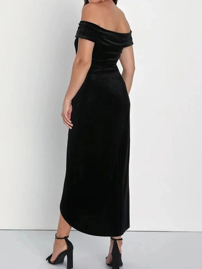 Women’s off shoulder wrap dress back view