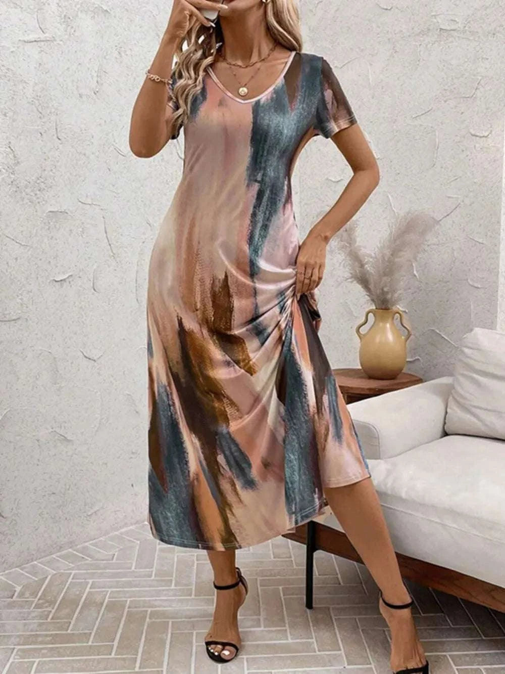 Women’s opaque tie-dye midi tee dress
