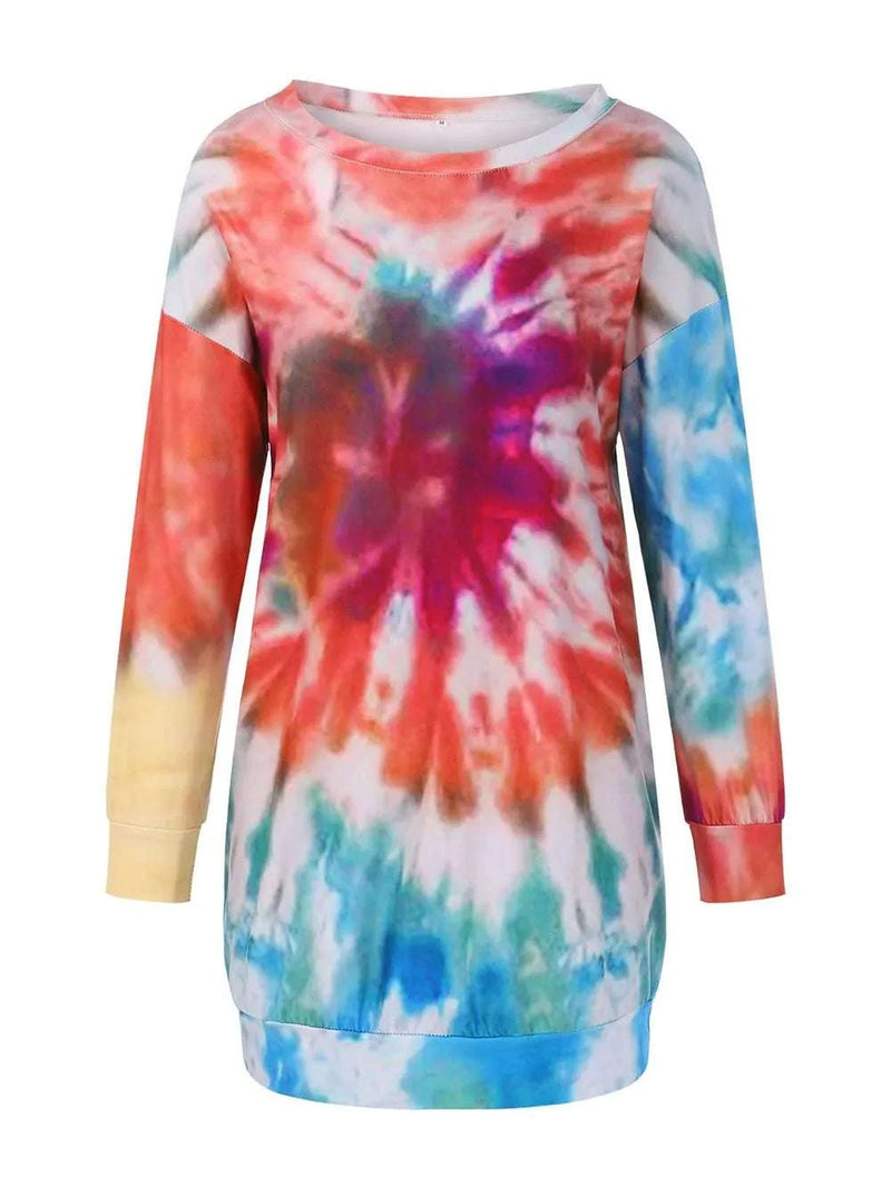 Women’s round neck tie dye dress casual wear
