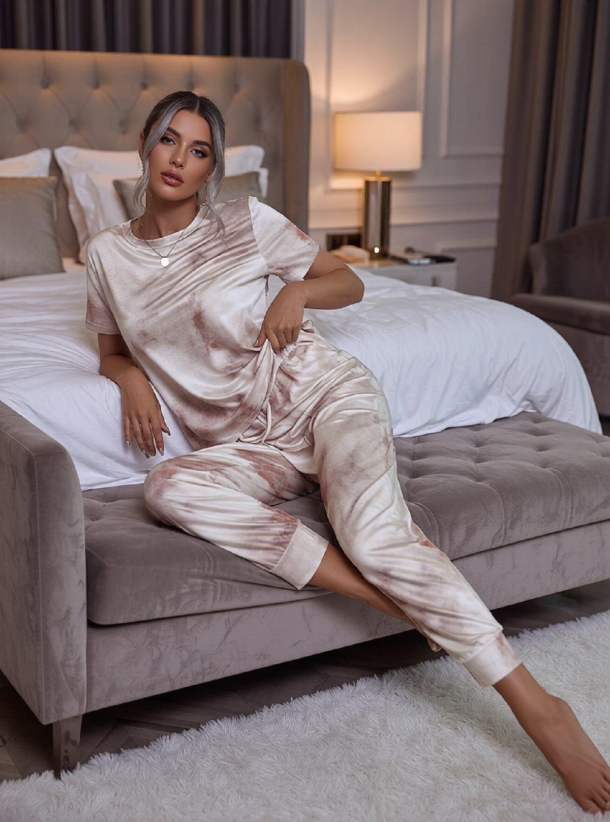 Women’s tie-dye top and pants lounge co-ord set