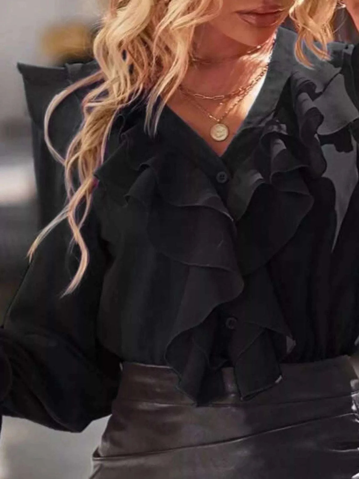 Ruffled Flounce Sleeve Blouse WESTCLOSET