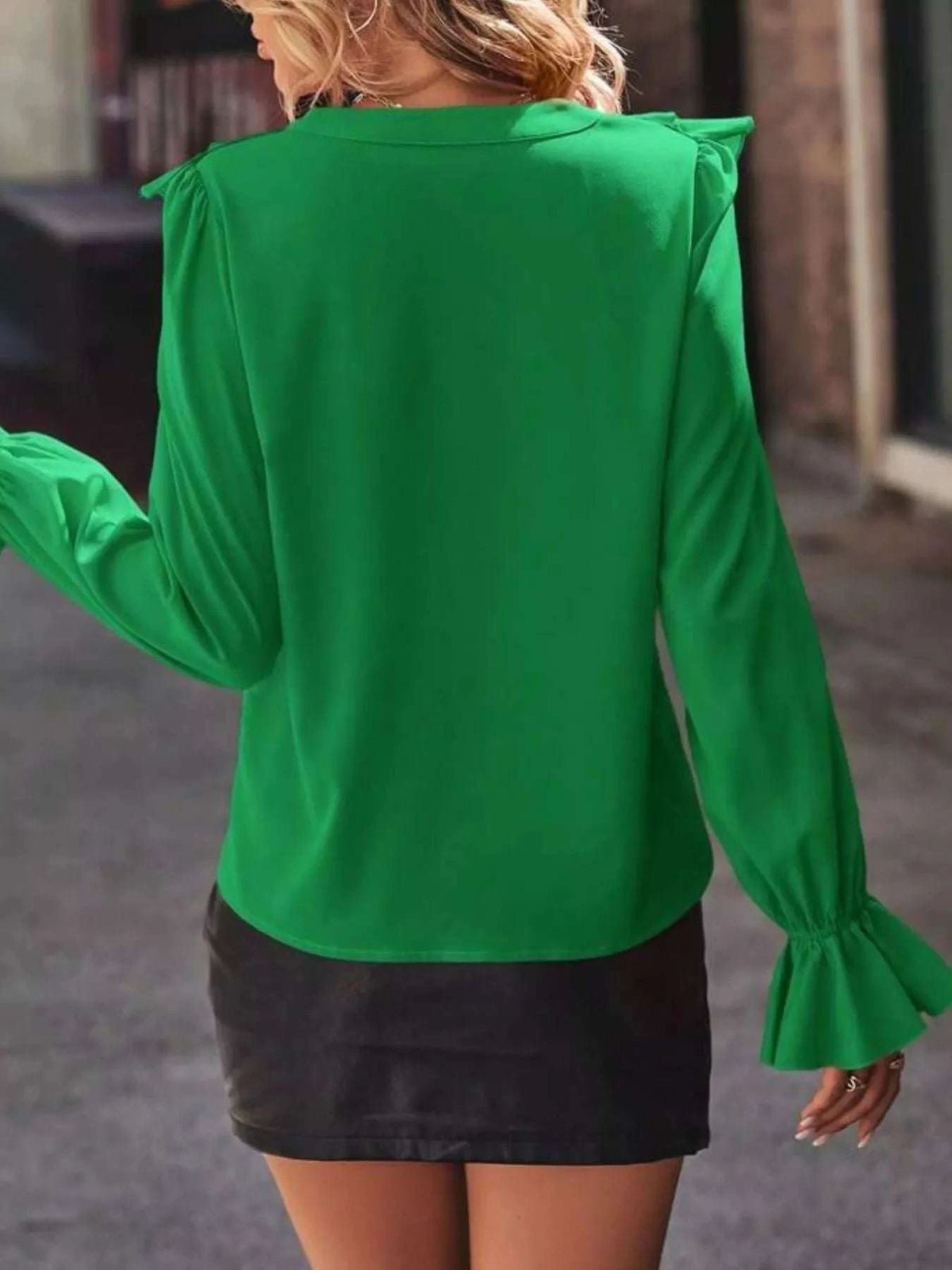 Ruffled Flounce Sleeve Blouse WESTCLOSET