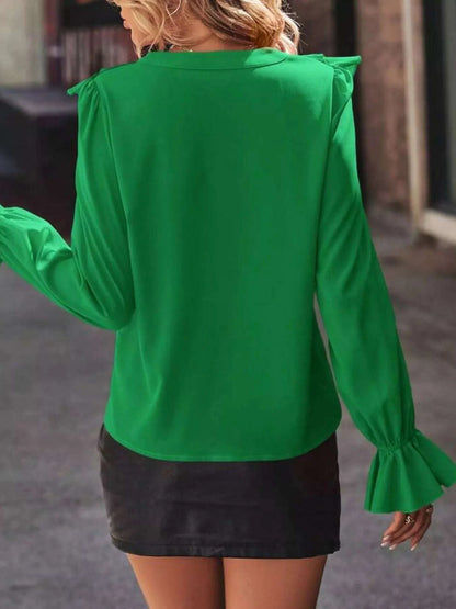 Ruffled Flounce Sleeve Blouse WESTCLOSET