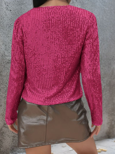 WestCloset Full Size Sequin Open Front Cropped Jacket 