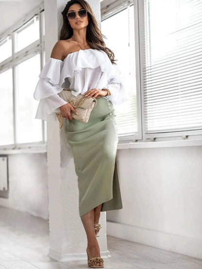 Slit Elastic Waist Skirt WESTCLOSET