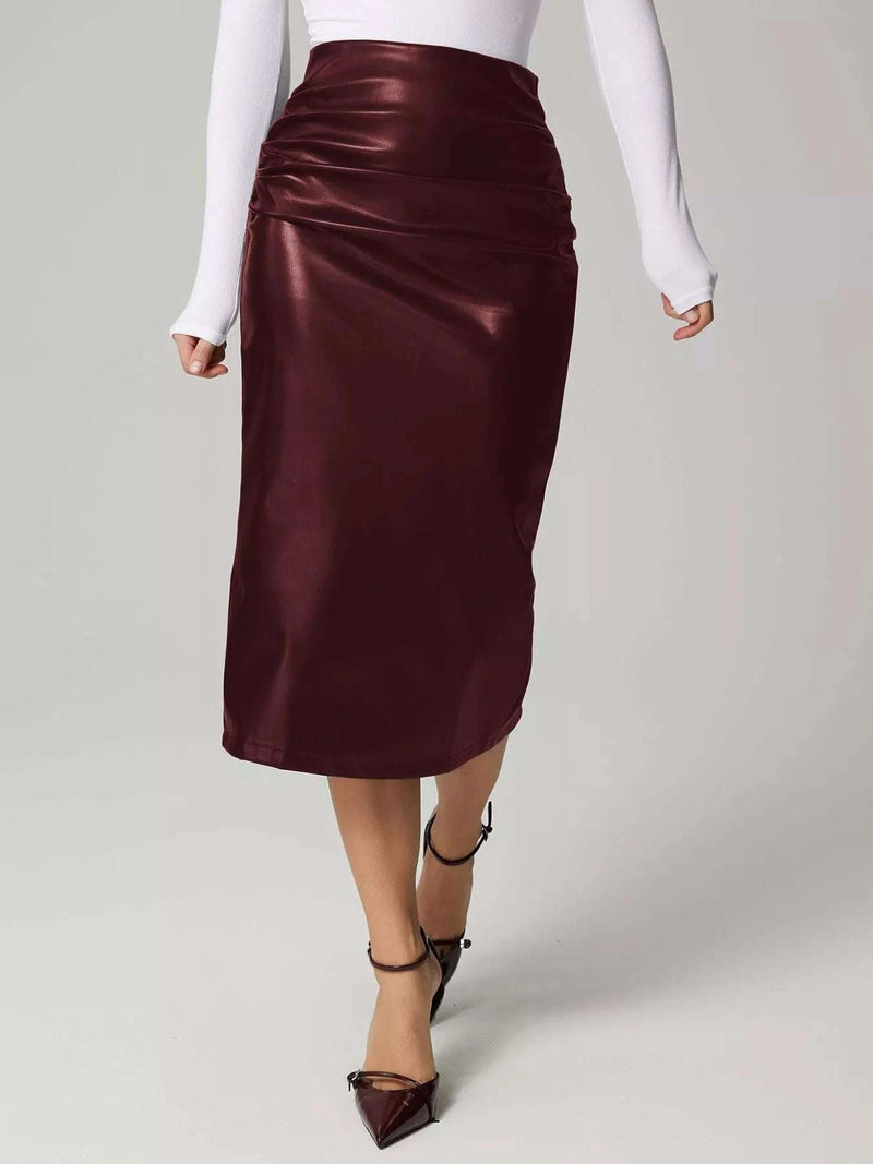 Slit Back Leather Skirt WESTCLOSET