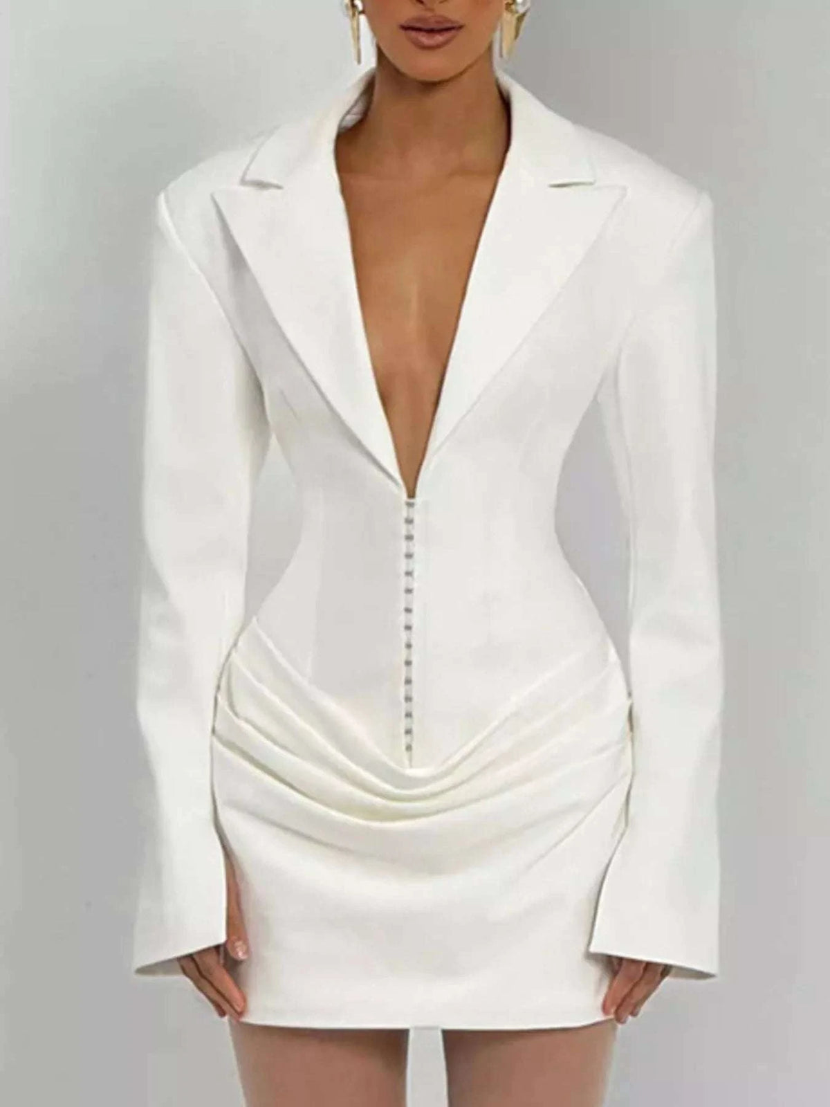 Full Size Blazer-Style Long Sleeve Mini Dress Plus Size WESTCLOSET