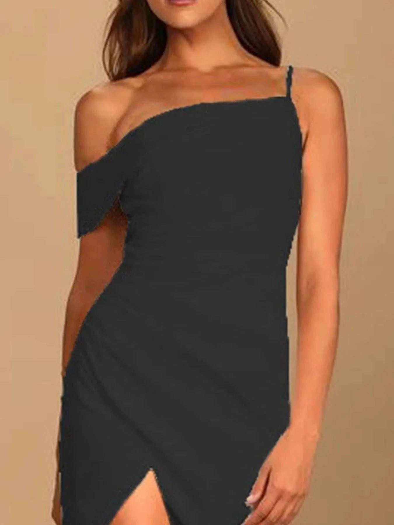 Split Asymmetrical Neck Midi Dress WESTCLOSET