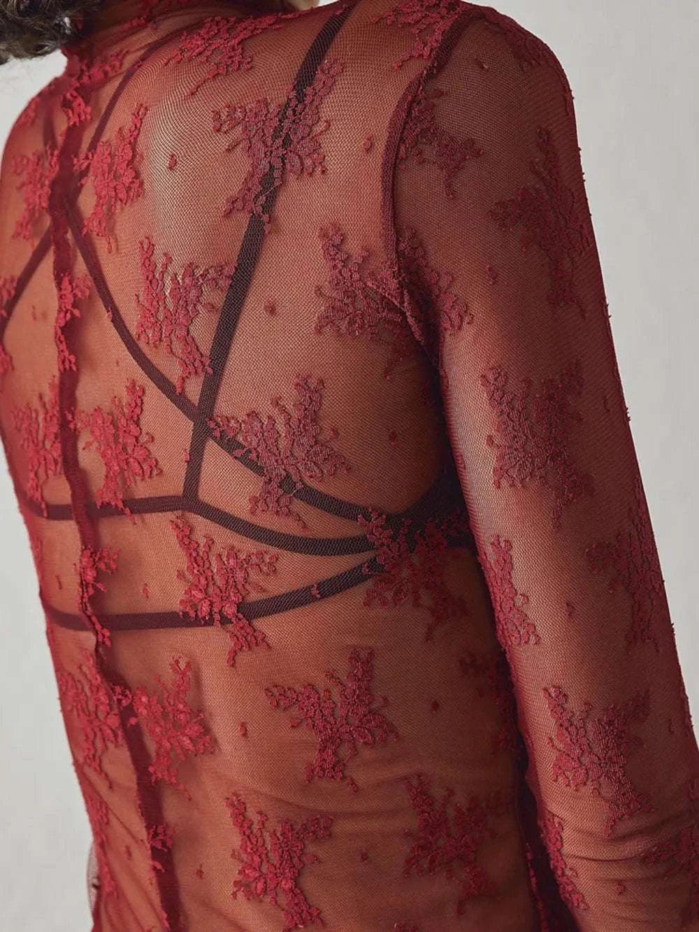 Lace Mock Neck Long Sleeve Blouse WESTCLOSET