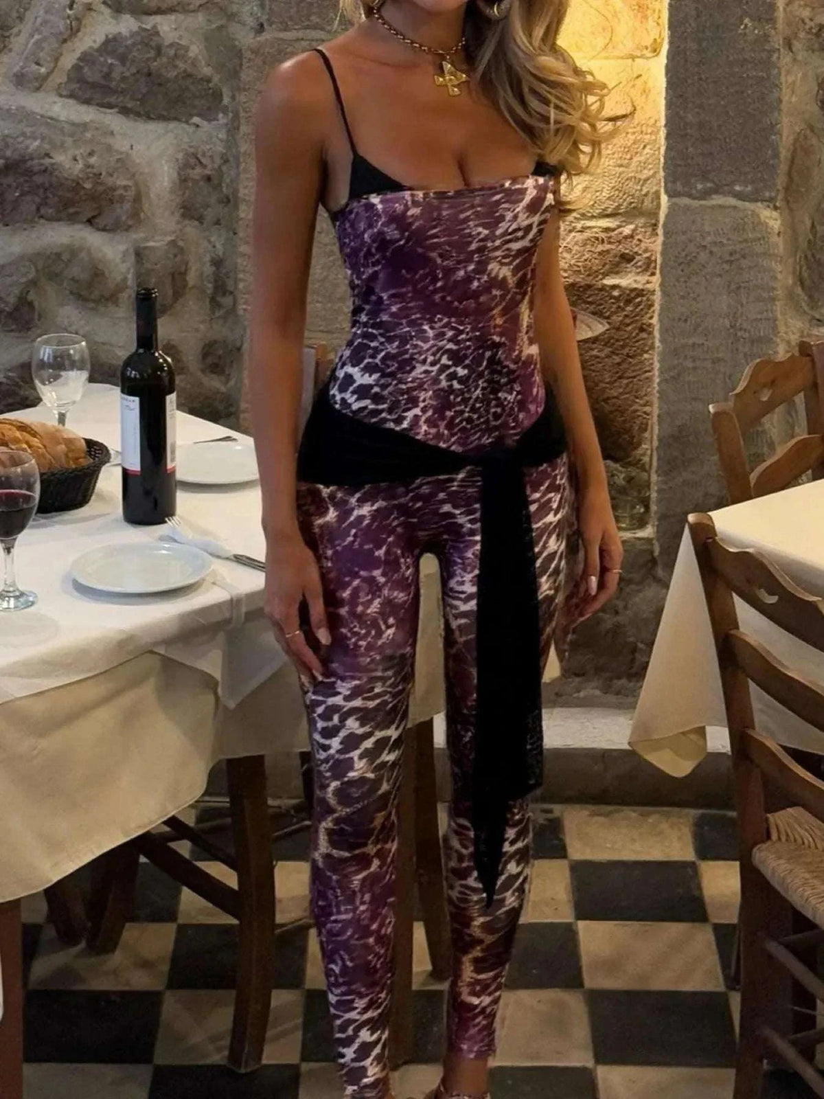 Leopard Spaghetti Strap Jumpsuit WESTCLOSET