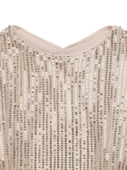Sequin Cutout Back Long Sleeve Blouse WESTCLOSET