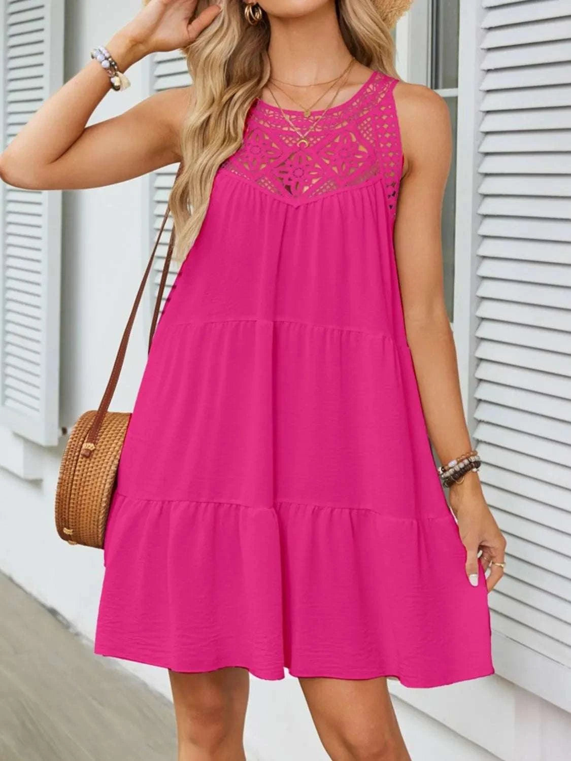 Ruffled Hem Lace Sleeveless Dress WESTCLOSET