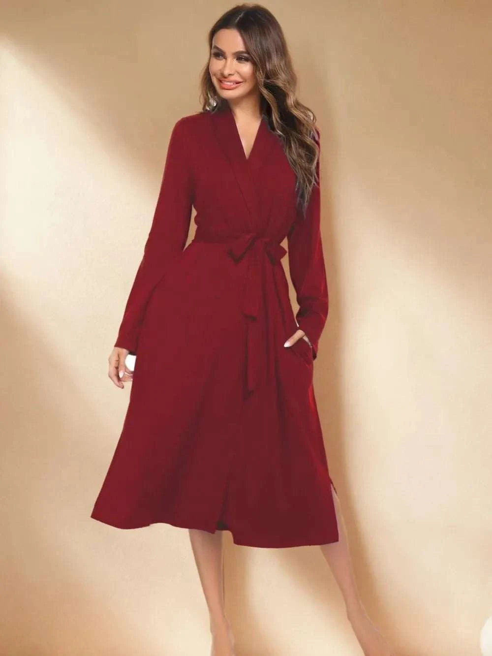 Tied Lounge Nightgown with Pockets WESTCLOSET