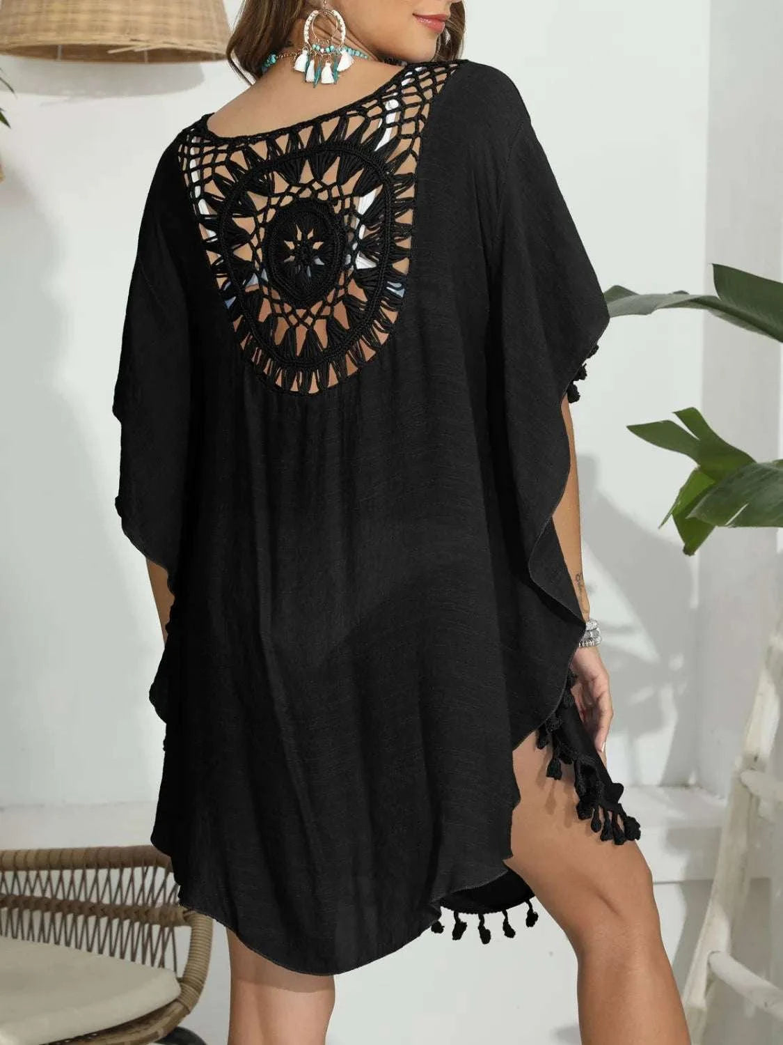 Tassel Crochet Round Neck Cover-Up WESTCLOSET