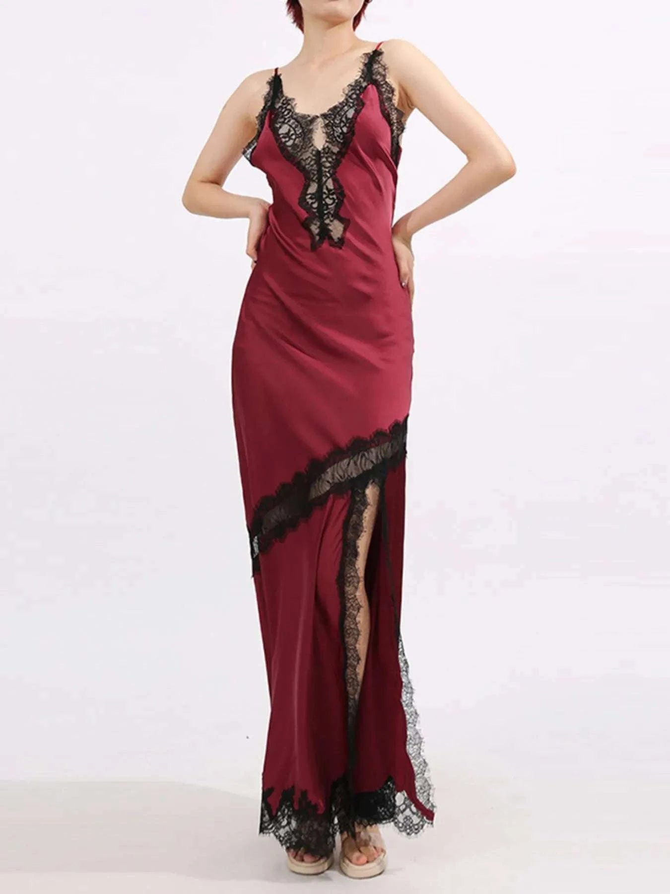 Slit Lace Detail Maxi Cami Dress WESTCLOSET