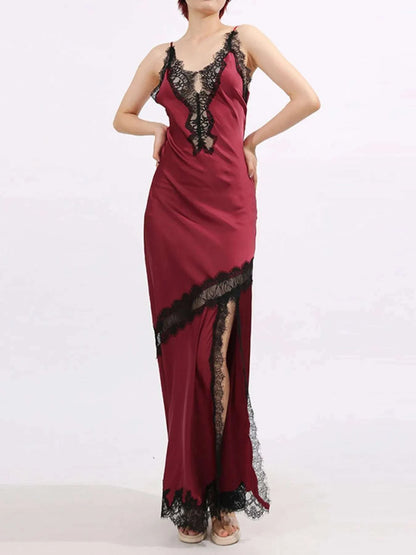 Slit Lace Detail Maxi Cami Dress WESTCLOSET