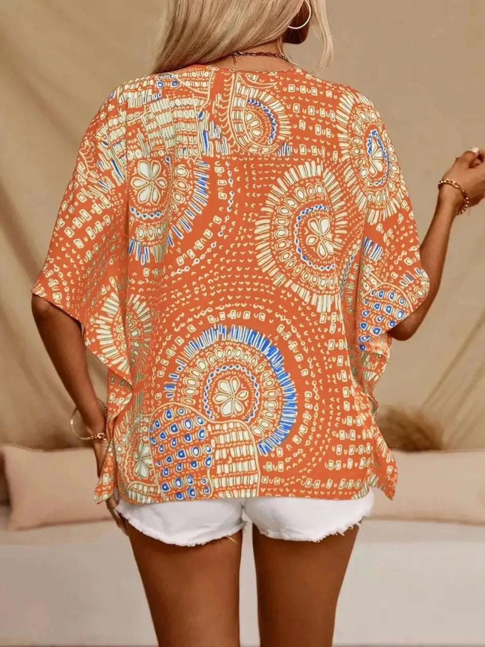 Printed V-Neck Half Sleeve Top WESTCLOSET