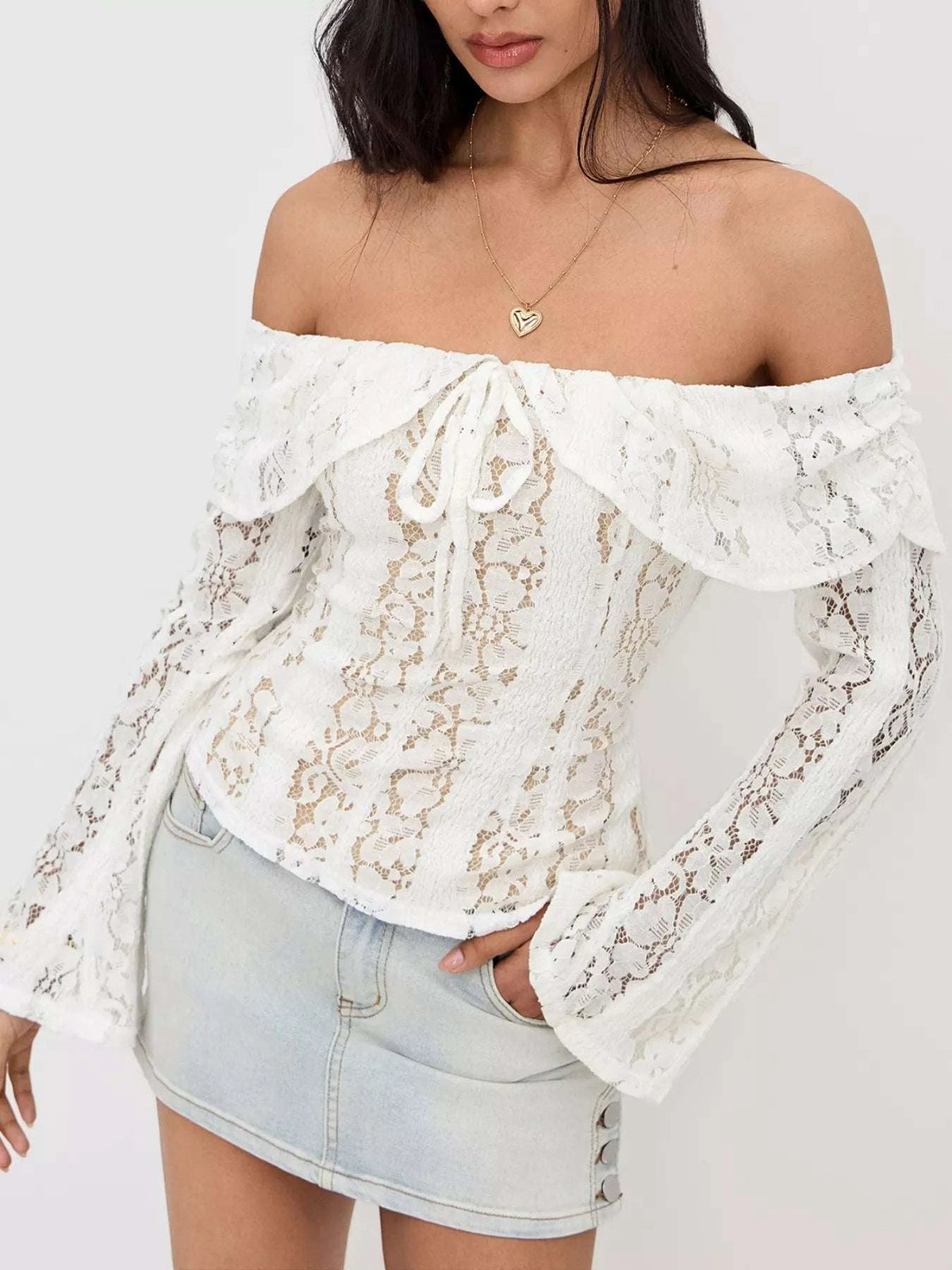 Off-Shoulder Lace Blouse WESTCLOSET