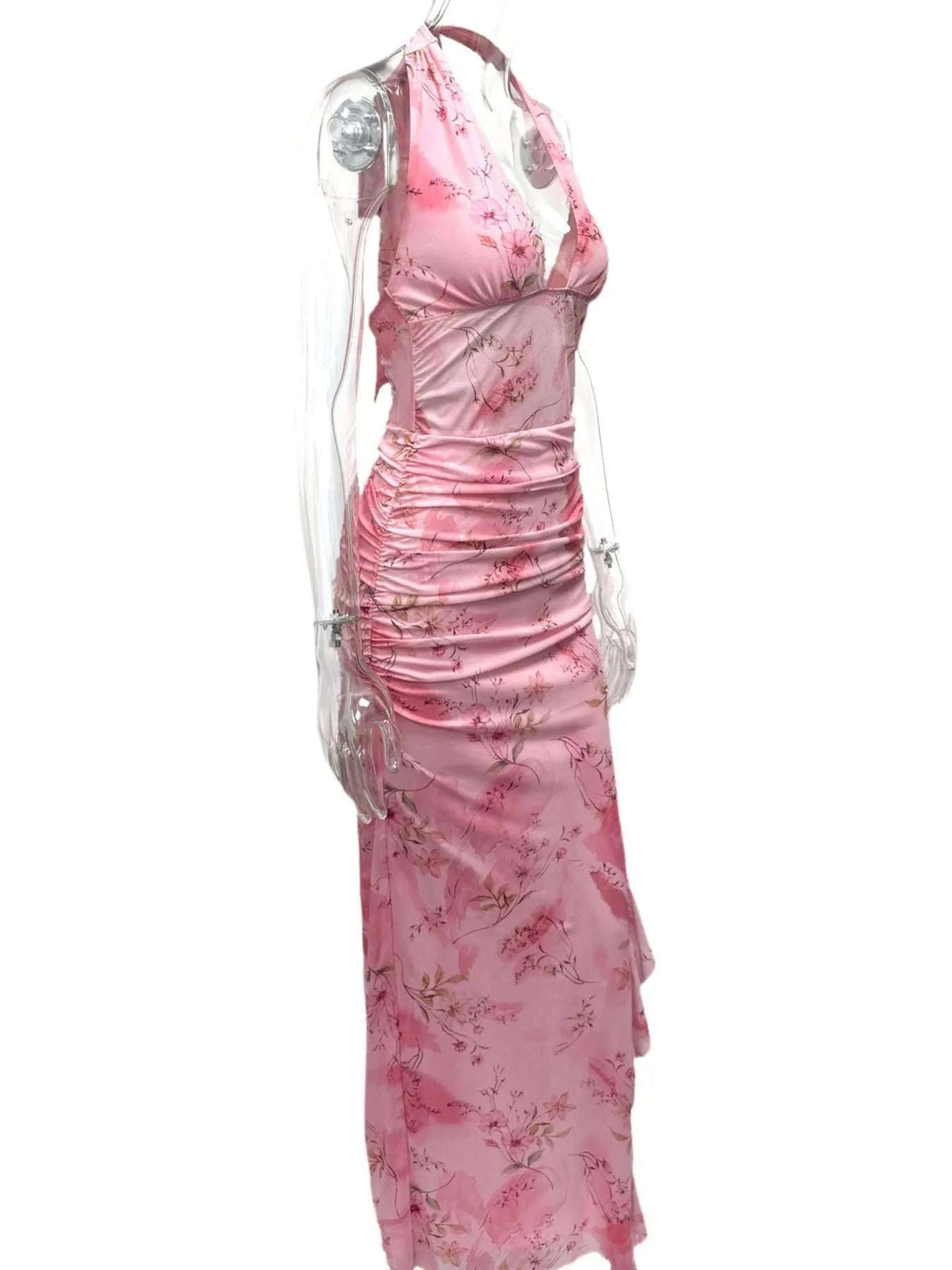 Ruffled Floral Print Halter Neck Cami Dress WESTCLOSET