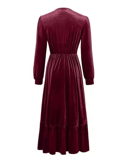 Ruffled Hem Long Sleeve Dress WESTCLOSET