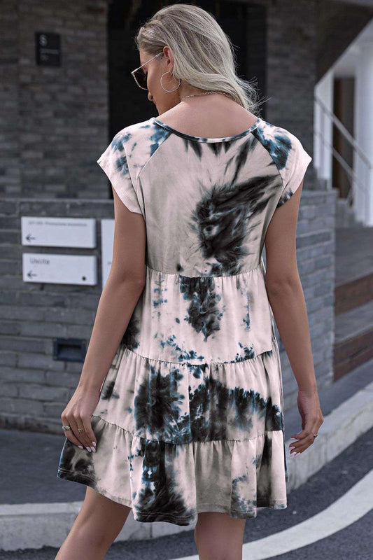 Ivy Lane Tie-Dye Ruffle Hem Dress WESTCLOSET