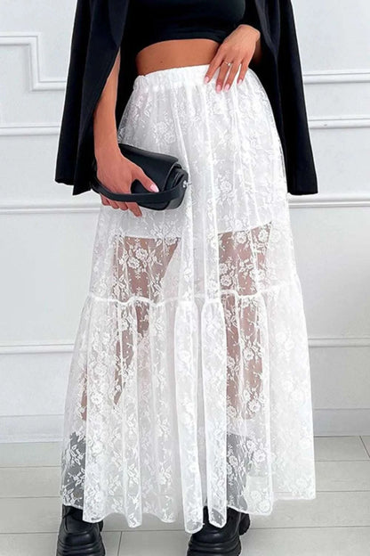 Lace Elastic Waist Maxi Skirt WESTCLOSET