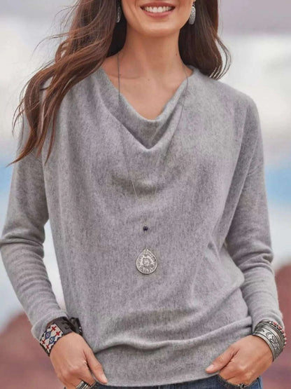 Full Size Cowl Neck Long Sleeve Top Plus Size WESTCLOSET