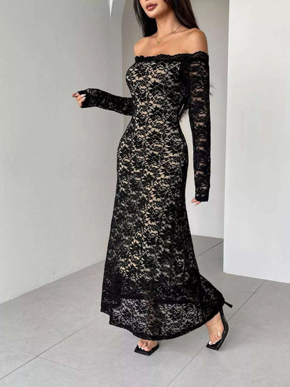 Off-Shoulder Lace Maxi Dress WESTCLOSET
